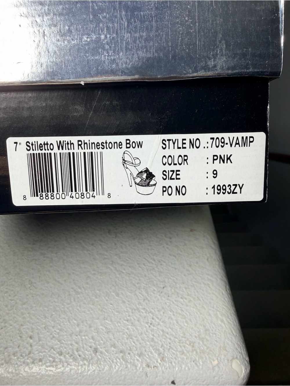 NWT-Women's 709-vamp -Sparkling Pink Crystal Stellato 7”inch with Clear Heel - Picture 6 of 6